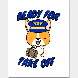 Funny Corgi is a pilot Posters and Art